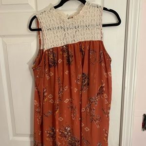 NWOT Orange and White Tunic Top